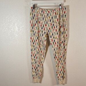 Hanna Andersson Cream Christmas Lights Jogger PJ Pants Organic Cotton Size XL